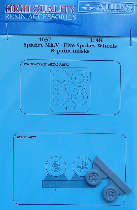 1/48 Spitfire Mk.V five spokes wheels & paint mask