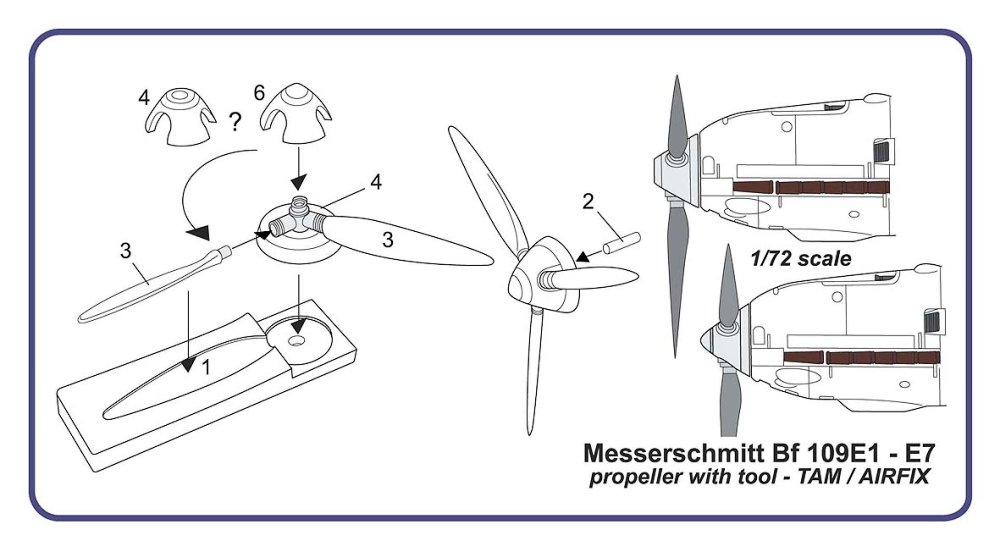 1/72 Bf 109E1-E7 propeller w/ tool (TAM/AIRFIX)