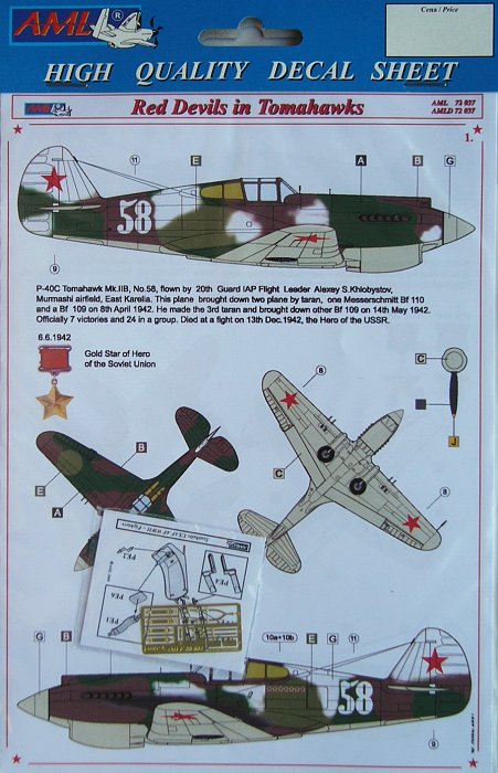 1/72 Decals Curtiss P-40B