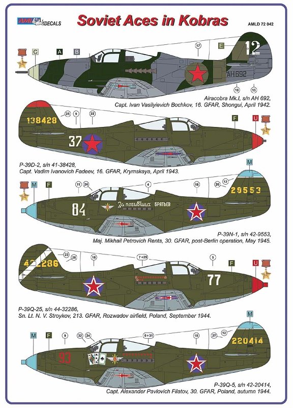 1/72 Soviet Aces in Kobras (5x decal versions)