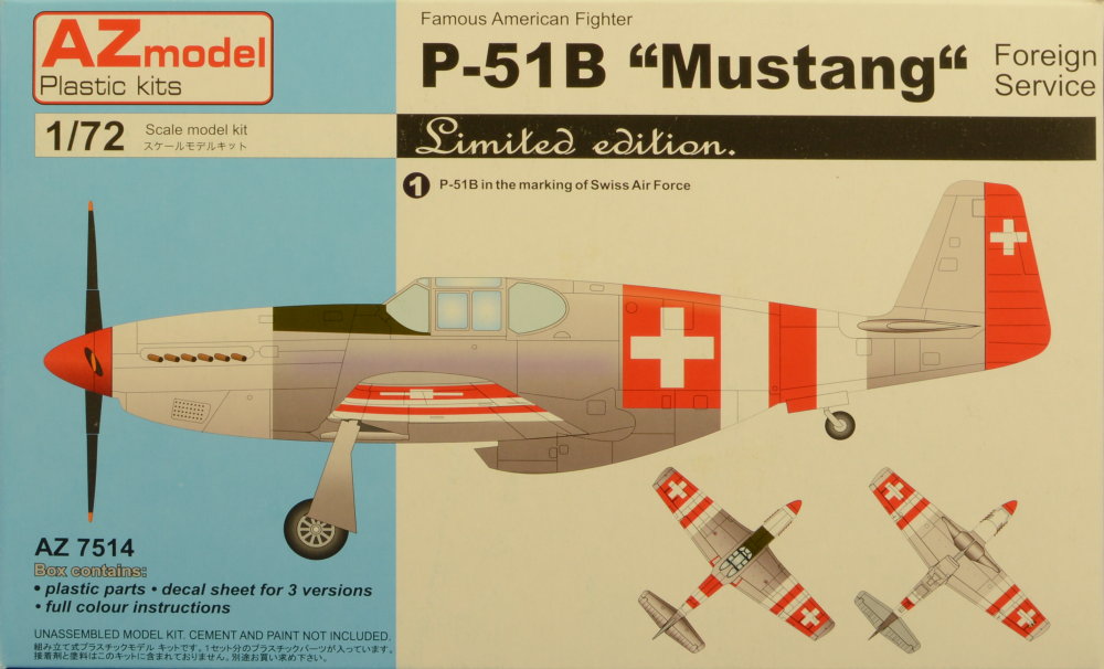 1/72 P-51B 'Mustang' FOREIGN SERVICE (3x camo)