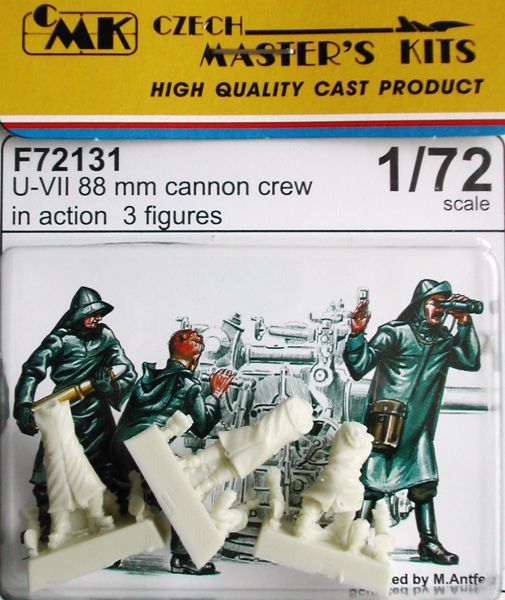 1/72 U-VII 88 mm cannon crew in action (3fig.)