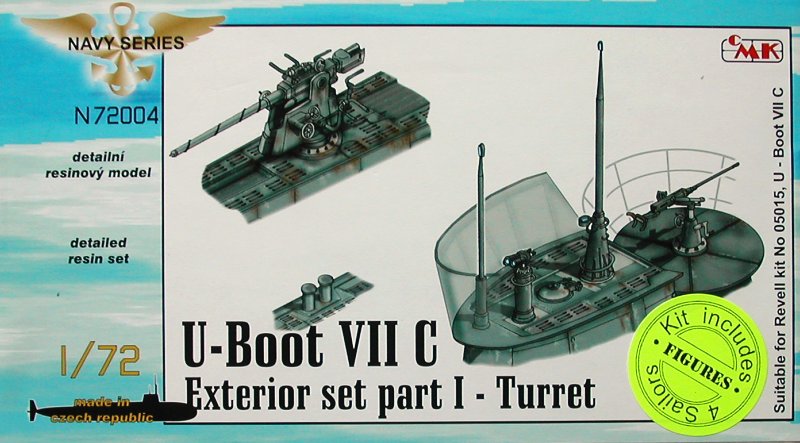 1/72 U-Boot VII Exter.set (turret+88mm gun+4 fig.)