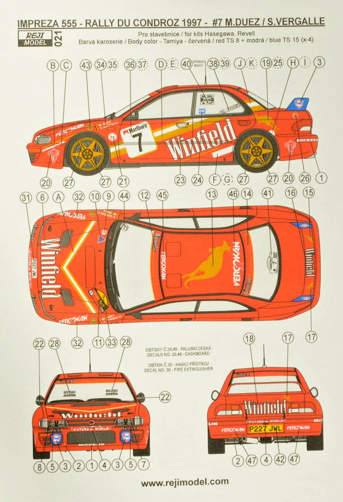 1/24 Transkit Subaru Impreza 555 Du Condroz 1997