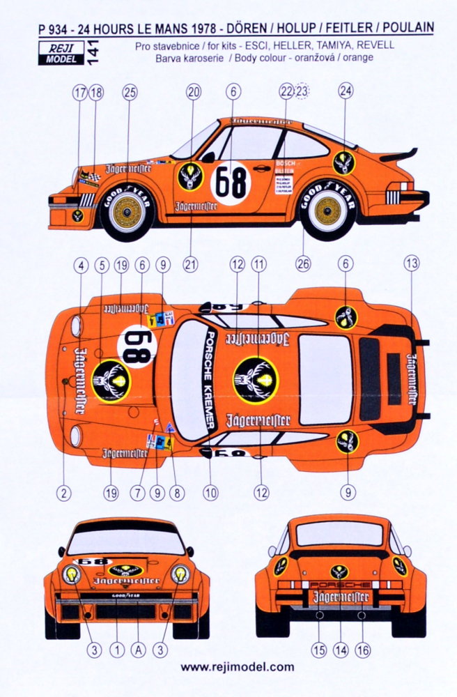 1/24 Porsche 934 24hrs Le Mans 1978 Jägermeister