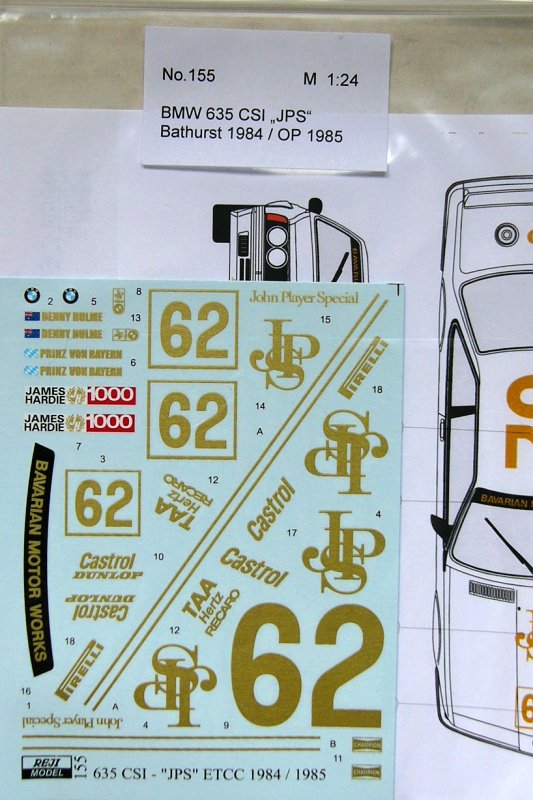 1/24 Decal BMW 635 CSi JPS (Bathurst 1984/OP 1985)