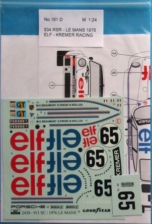 1/24 Decal Porsche 934 RSR LeMans 1976 ELF