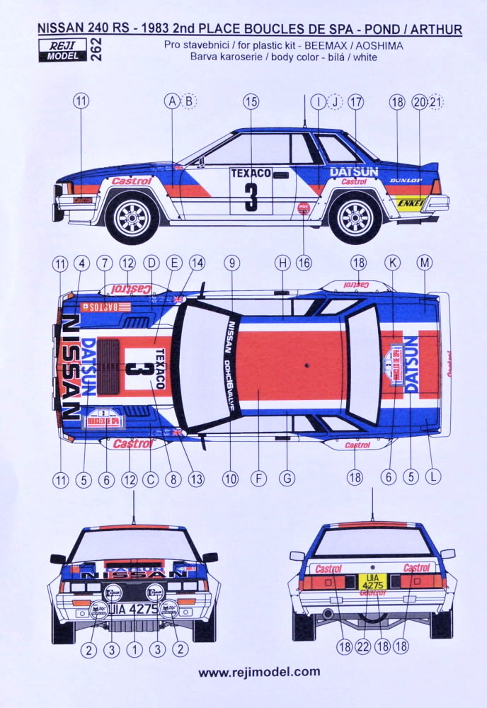 1/24 Transkit NISSAN 240 RS Boucles De Spa 1983