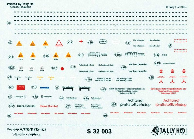 1/32 Fw-190 A/F/G Stencils