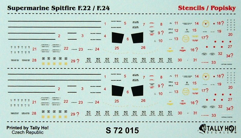 1/72 Supermarine Spitfire F.22/F.24 Stencils