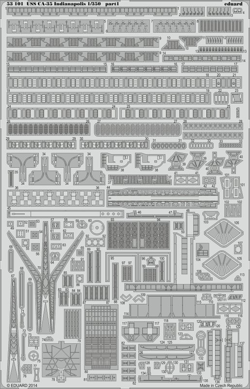 SET 1/350 USS CA-35 Indianapolis  (ACAD)