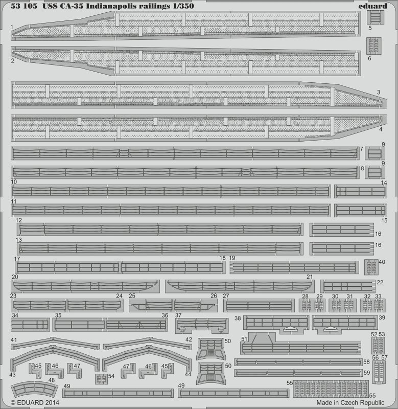 SET 1/350 USS CA-35 Indianapolis railings (ACAD)