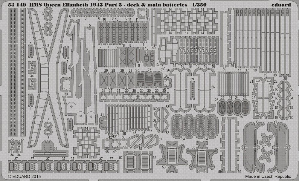 1/350 HMS Queen Elizabeth 1943 deck&main batteries