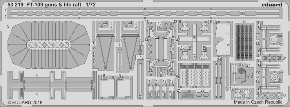 SET 1/72 PT-109 guns & life raft (REV)