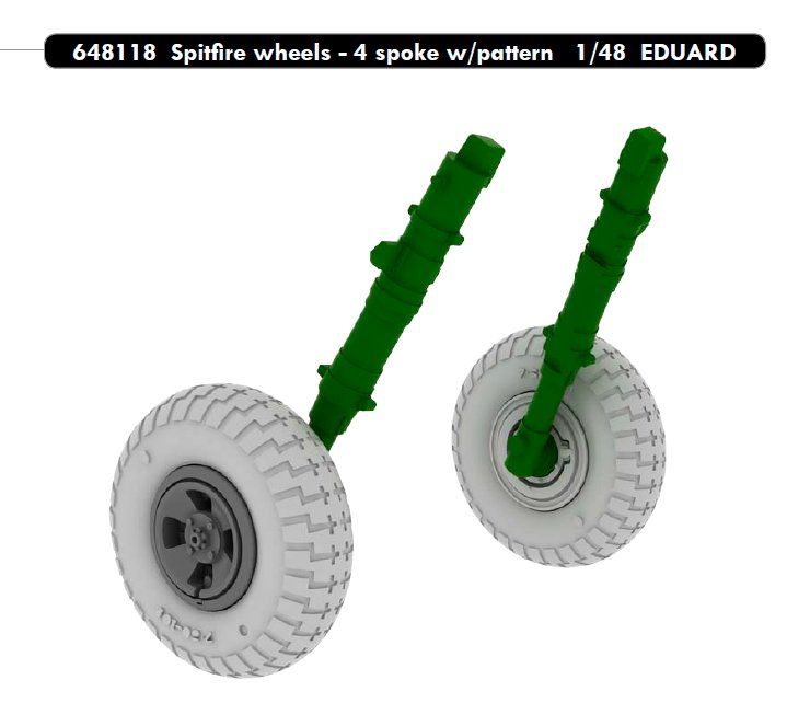 BRASSIN 1/48 Spitfire wheels 4 sp. w/pattern (EDU)