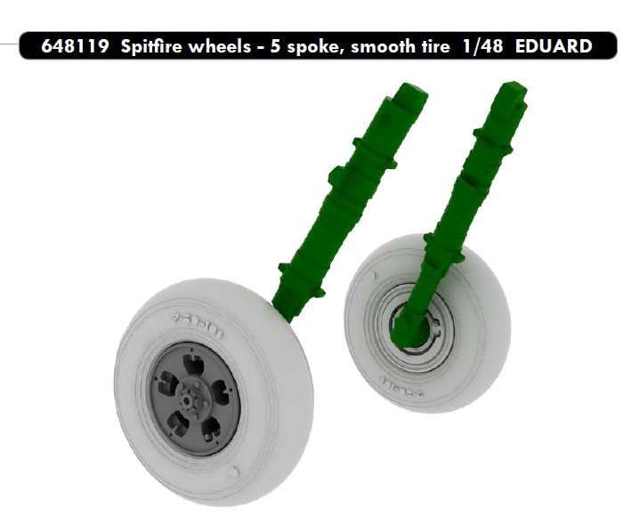 BRASSIN 1/48 Spitfire wheels 5 sp.,smooth (EDU)