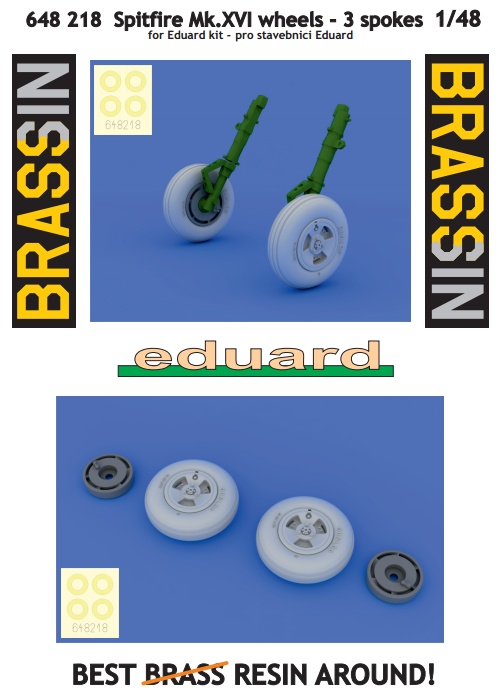 BRASSIN 1/48 Spitfire Mk.XVI wheels - 3 spoke (EDU