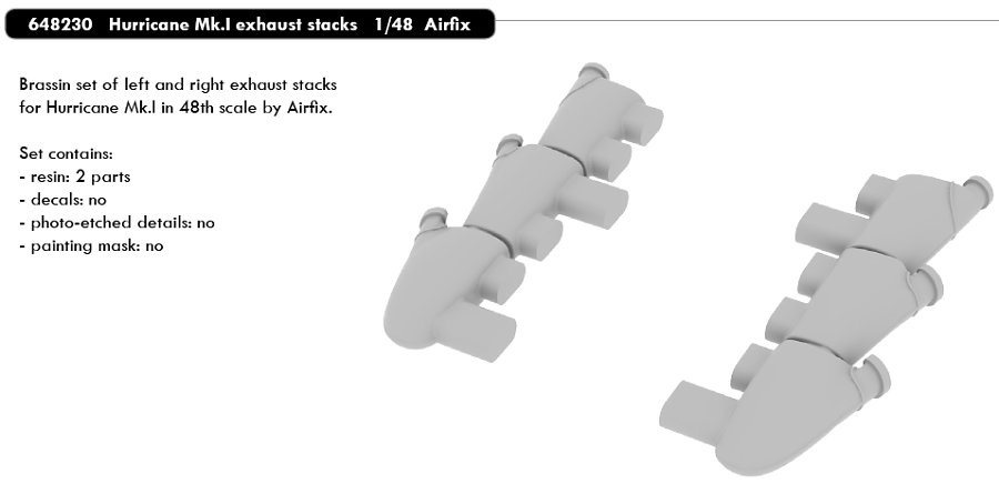 BRASSIN 1/48 Hurricane Mk.I exhaust stacks (AIRF)