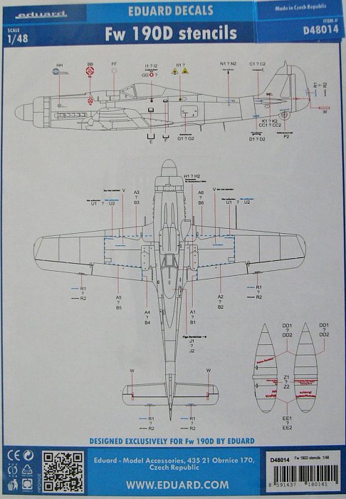 Decals 1/48 Fw 190D stencils