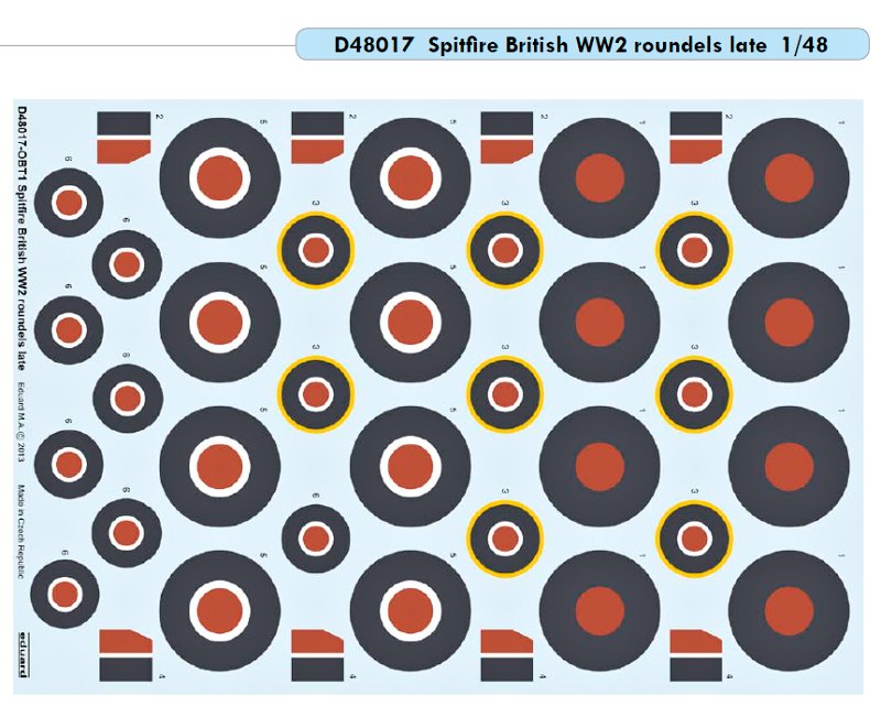 Decals 1/48 Spitfire British WW2 roundels late