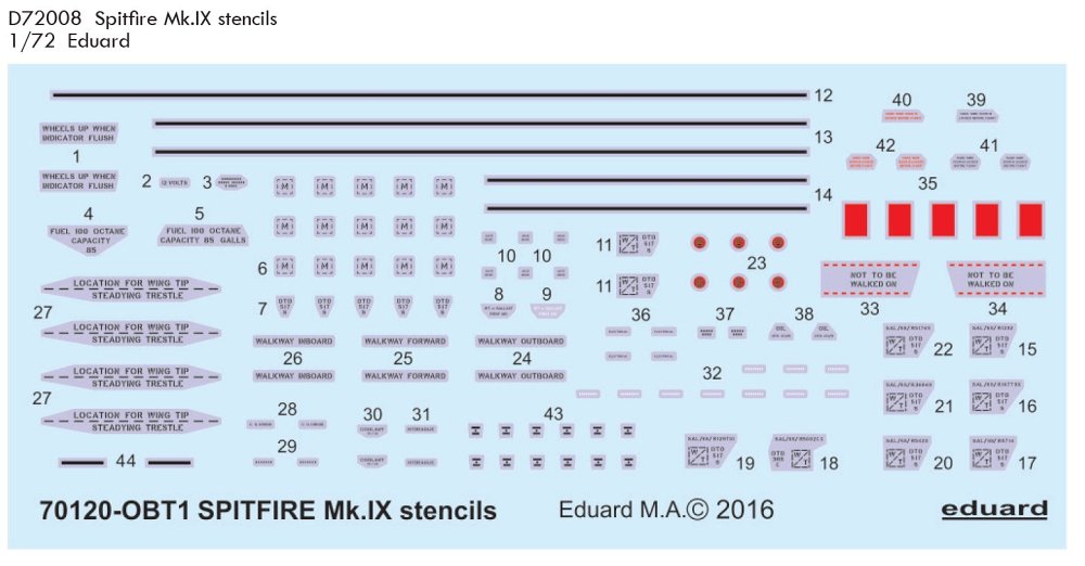 Decals 1/72 Spitfire Mk.IX stencils (EDU)