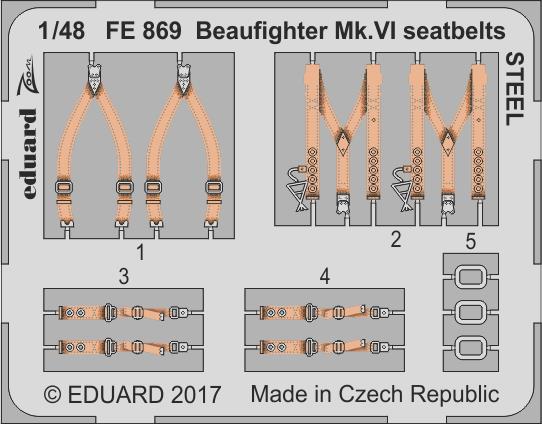 1/48 Beaufighter Mk.VI seatbelts STEEL  (TAM)