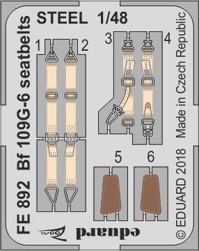 1/48 Bf 109G-6 seatbelts STEEL (TAM)