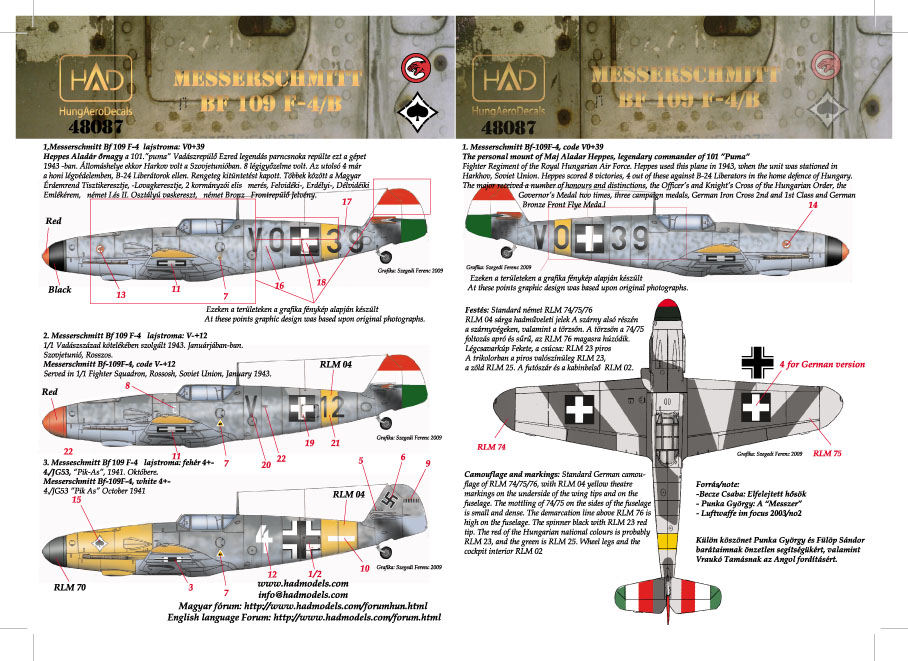 1/48 Decal Bf 109 F-4/b (Luftwaffe, Hepper Al.)