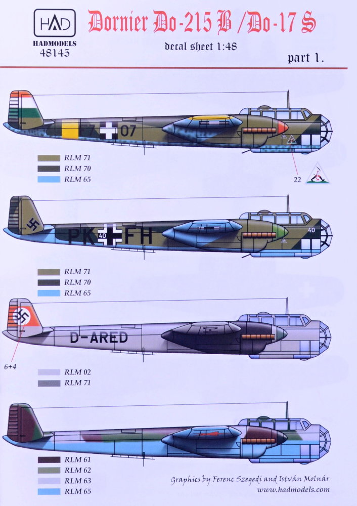 1/48 Decal Dornier Do-215B/Do-17S Part 1