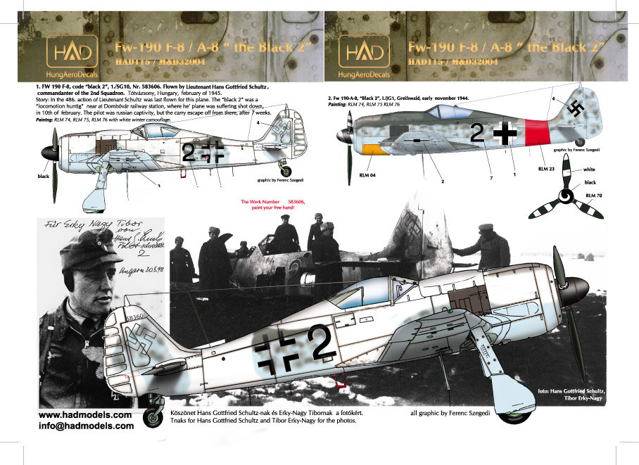 1/72 Decal Fw-190 F-8 / A-8  (Luftwaffe black 2)