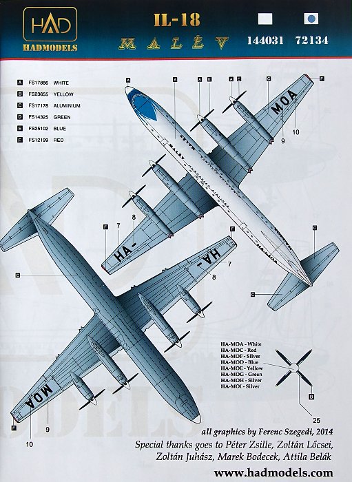 1/72 Decal Ilyushin IL-18 MALÉV