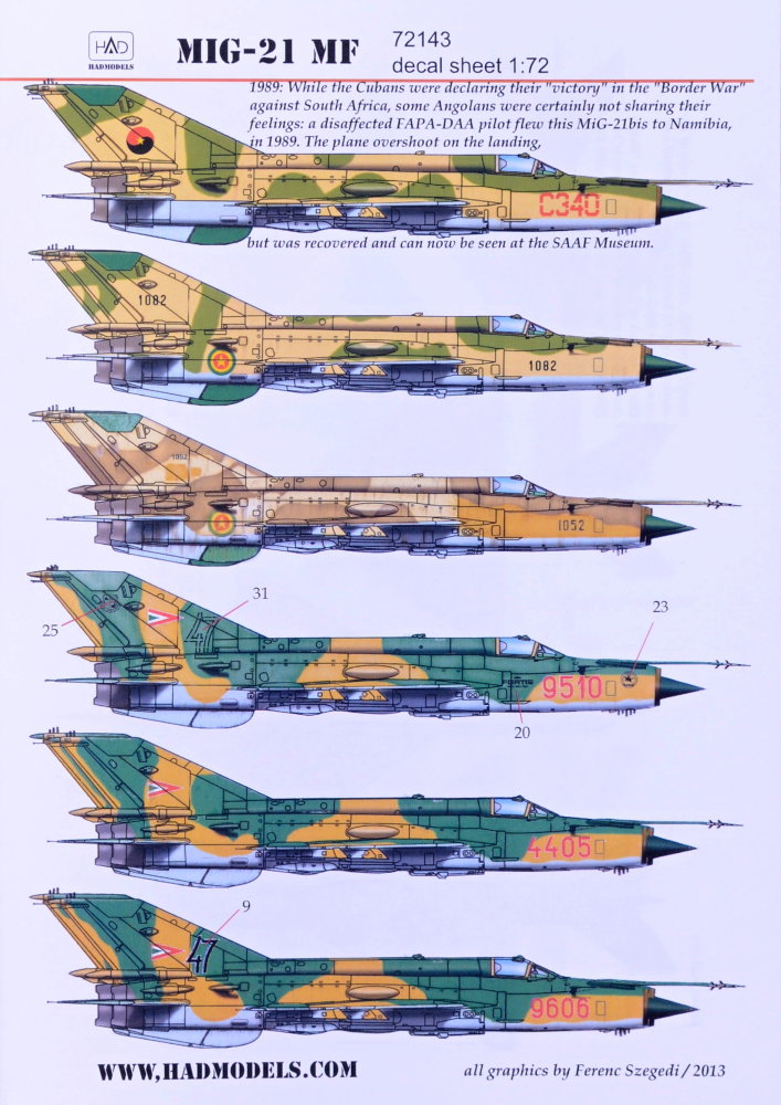 1/72 Decal MiG-21 MF (Hung.,India,Angola,Ethiopia)