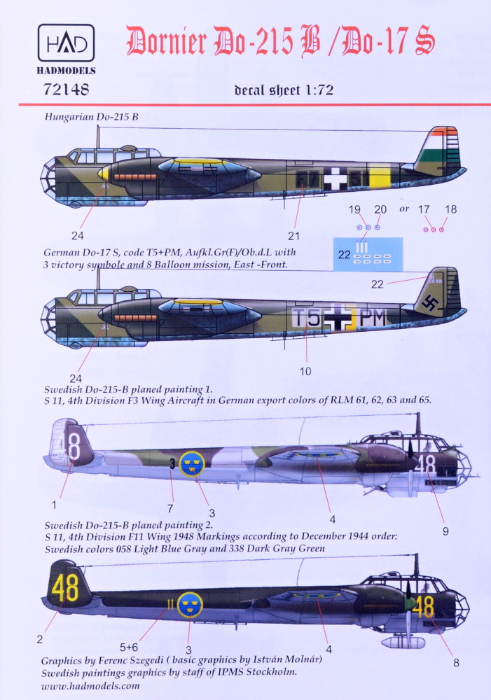 1/72 Decal Dornier Do-215B/Do-17S Part 2