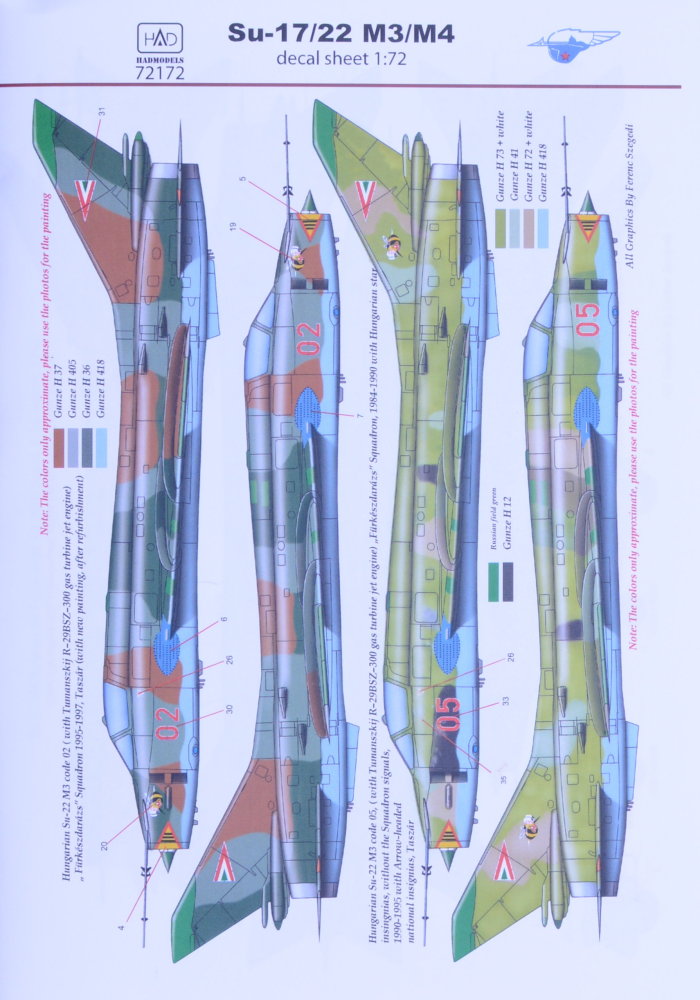 1/72 Decal Su-17/22 M3/M4 (7x camo)