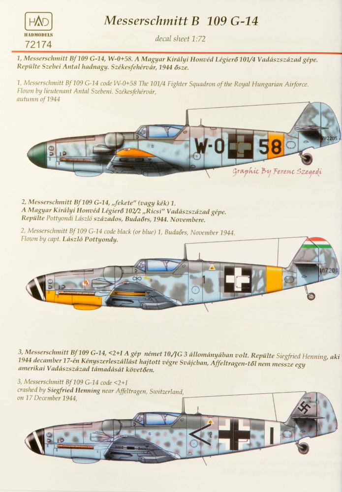 1/72 Decal Messerschmitt Bf 109 G-14 (3x camo)