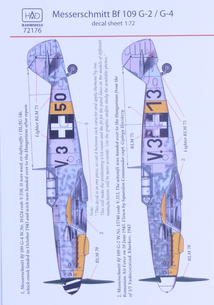 1/72 Decal Messerschmitt Bf 109 G-2/G-4 (2x camo)