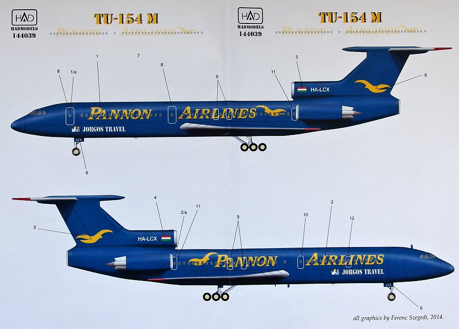 1/144 Decal Tu-154M Pannon Airlines