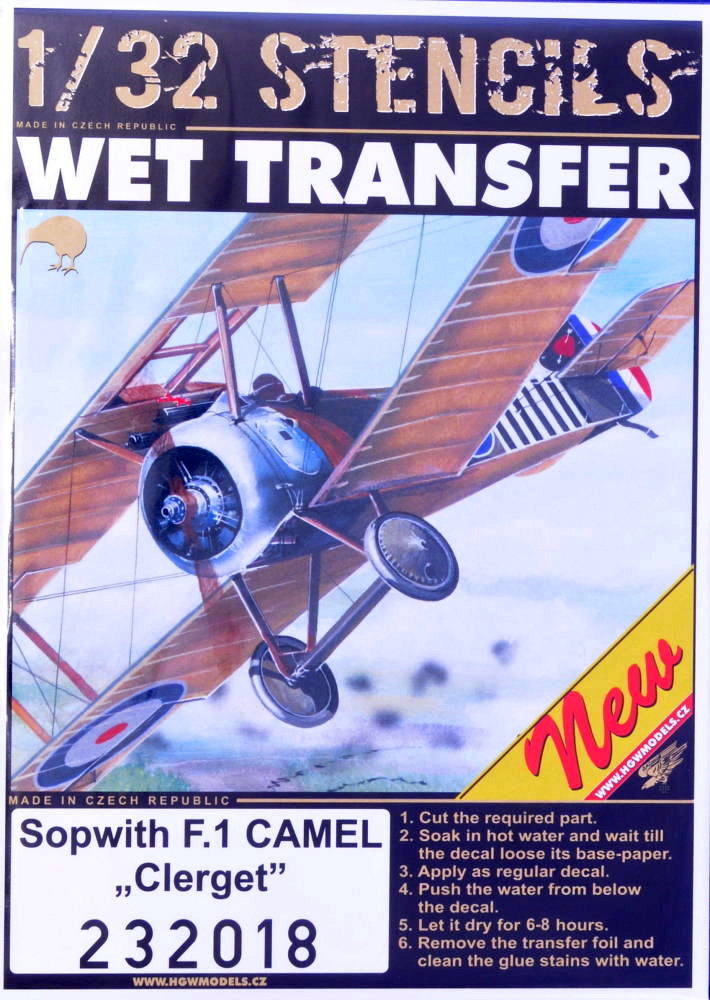 1/32 STENCILS Sopwith F.1 Camel 'Clerget'