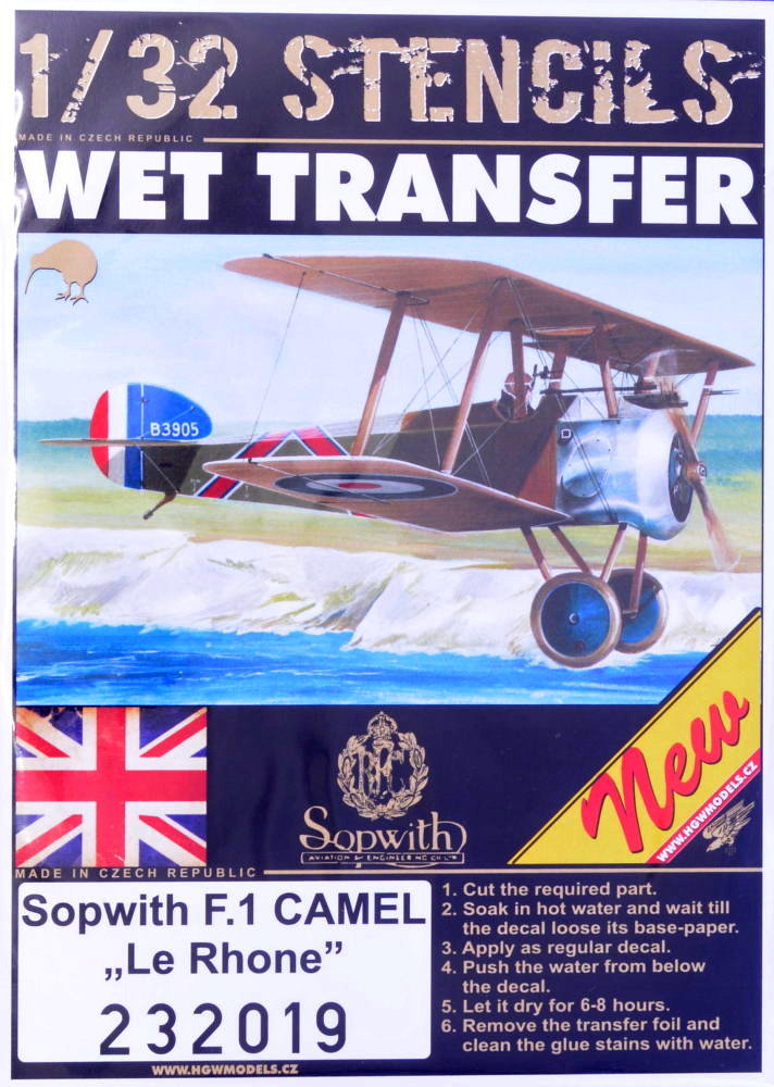 1/32 STENCILS Sopwith F.1 Camel 'Le Rhone'