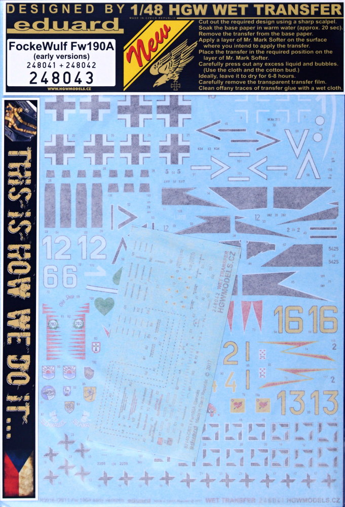 1/48 Decals+stencils Focke Wulf Fw190A early (EDU)