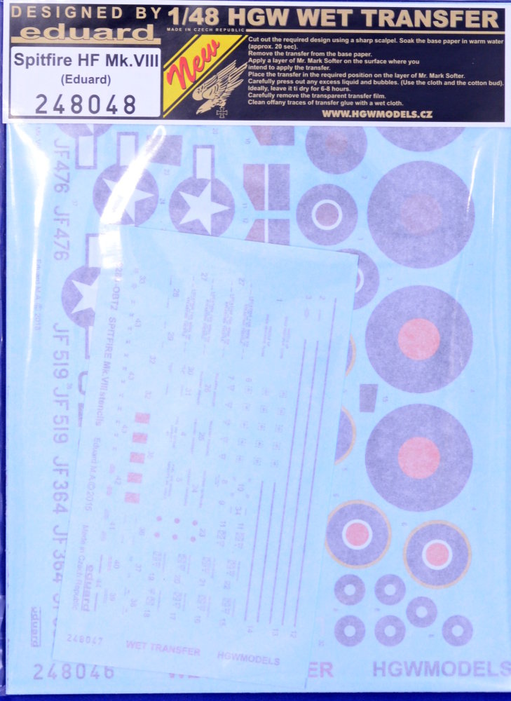 1/48 Decals + stencils Spitfire HF Mk.VIII (EDU)