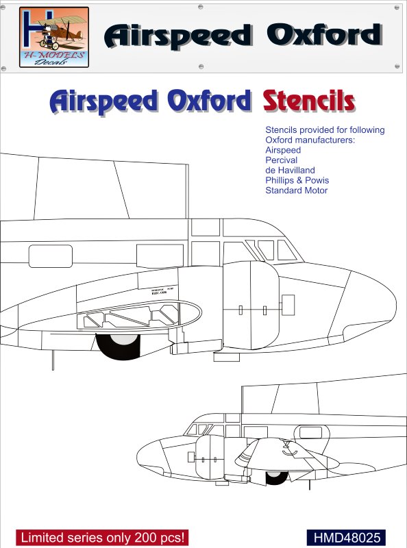 1/48 Stencils Airspeed Oxford (for 5 aircraft)