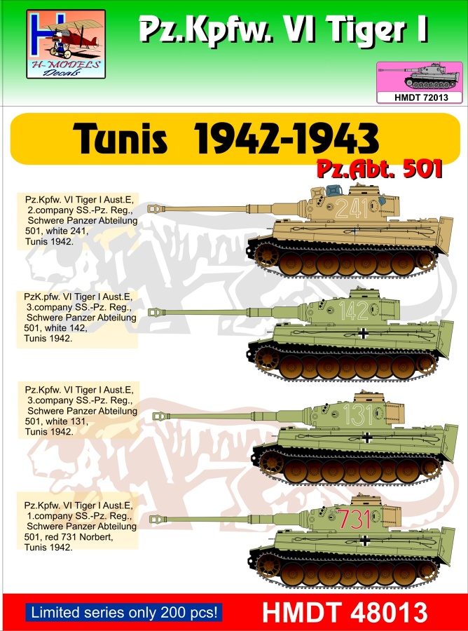 1/48 Decals Pz.Kpfw.VI Tiger I Tunis 1942-1943