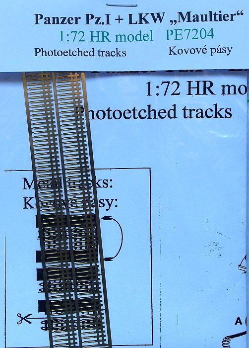 1/72 Photoetched parts Panzer Pz.I + LKW Maultier