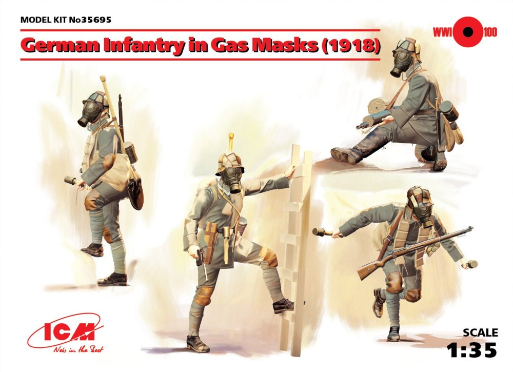 1/35 German Infantry in Gas Masks - 1918 (4 fig.)