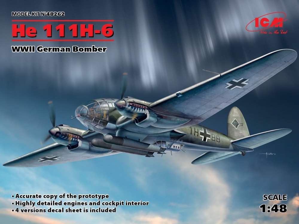 1/48 Heinkel He 111H-6 German Bomber (4x camo)