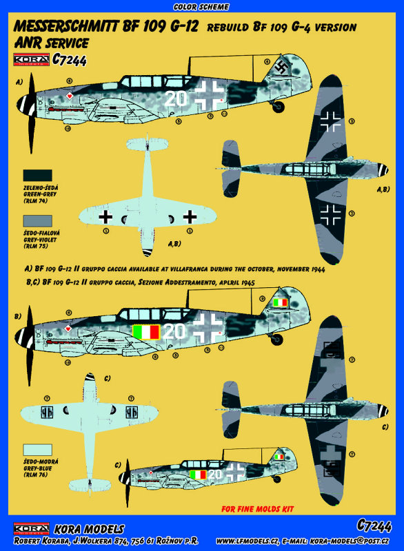 1/72 Bf 109 G-12 Conv.set (ANR service)