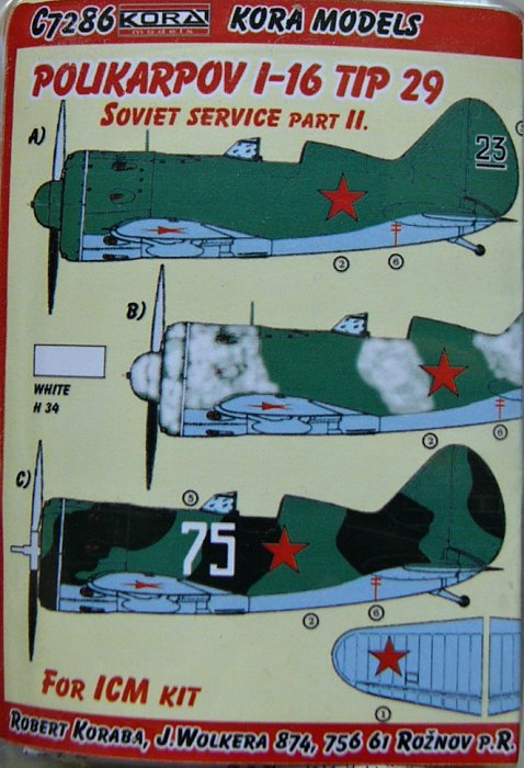 1/72 I-16 Typ 29 Soviet service II. Conv.set (ICM)