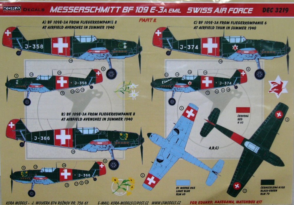 1/32 Decals Bf 109 E-3A Emil (Swiss AF) Part II.