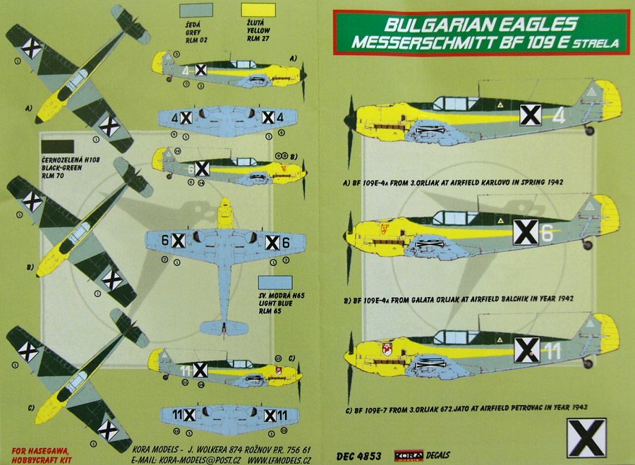 1/48 Decals Messers. Bf 109E Strela (Bulgaria)